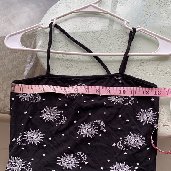 Celestial Sun Moon And Star Asymmetrical Crop Tank Top - Picture 5 of 5